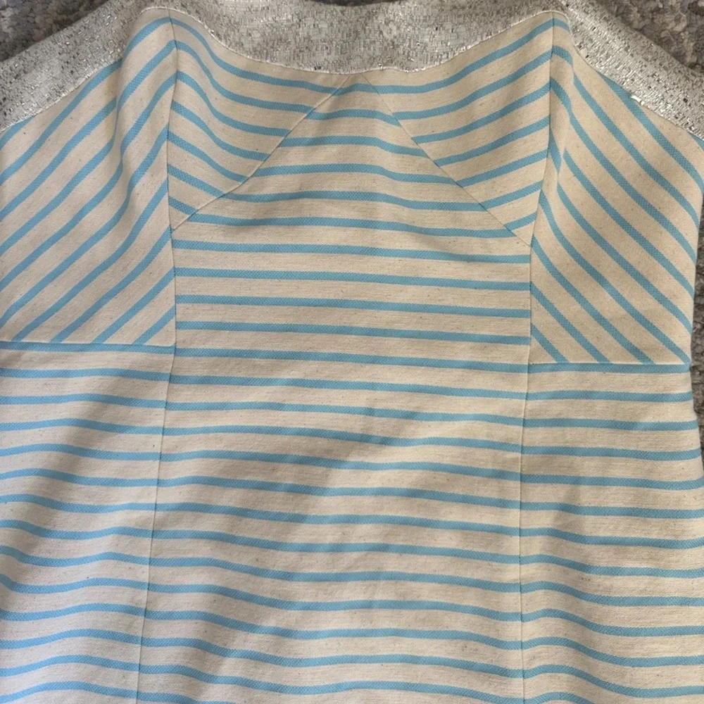 Lilly Pulitzer Remi Dress 10 Blue Horizon Bayview Stripe Metallic W/Strap $198 - Picture 3 of 6